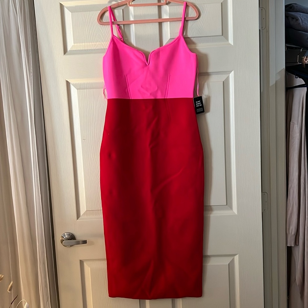 NWT. Express ColorBlock Bodycon Midi Dress